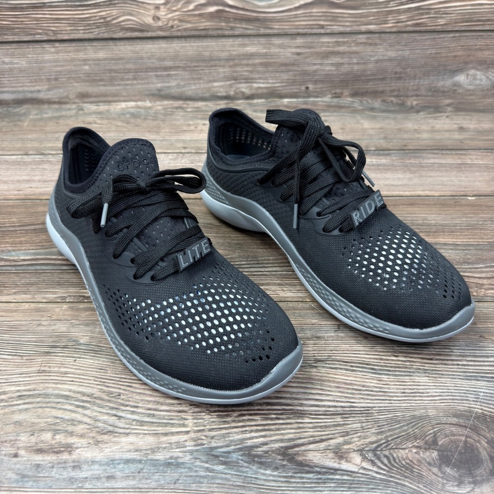 Crocs Womens Size 11 LiteRide 360 Pacer 206705 Black Slate Grey Sneakers